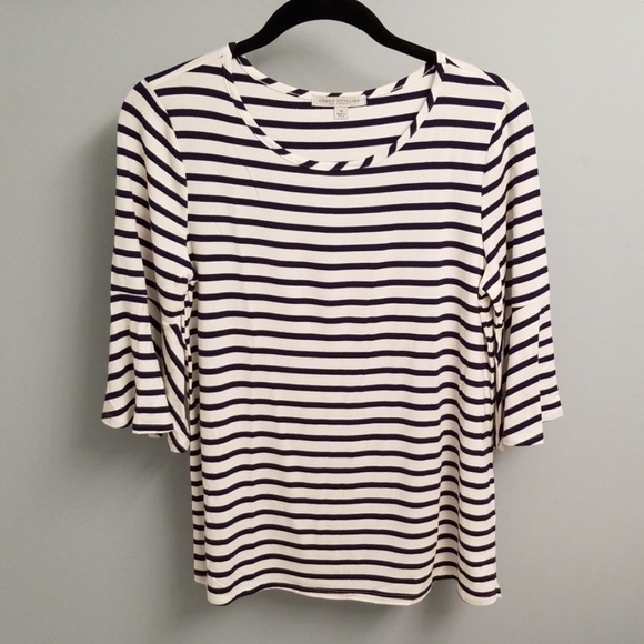 Green Envelope Tops - Green Envelopes Striped Short Bell Sleeve Size Med